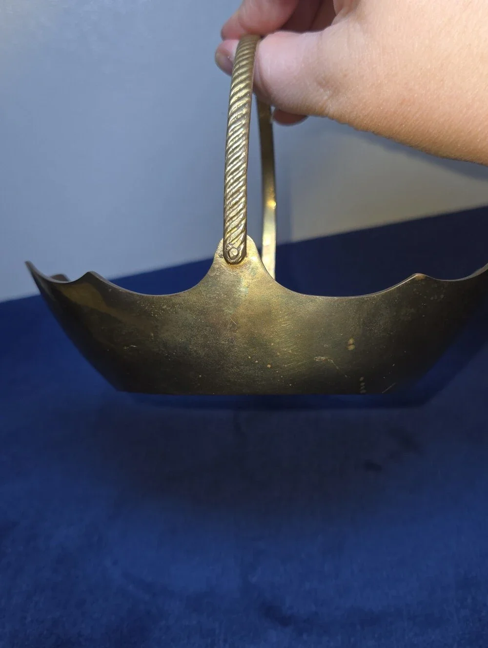 VTG Brass Basket Scalloped Edge Swing Handle Made In India Penco Industries